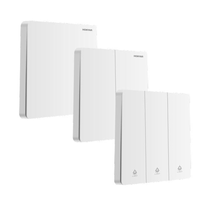 鸿雁220v智能家用照明灯无线遥控器墙壁开关免布线双控随意贴经典超薄电池款套装