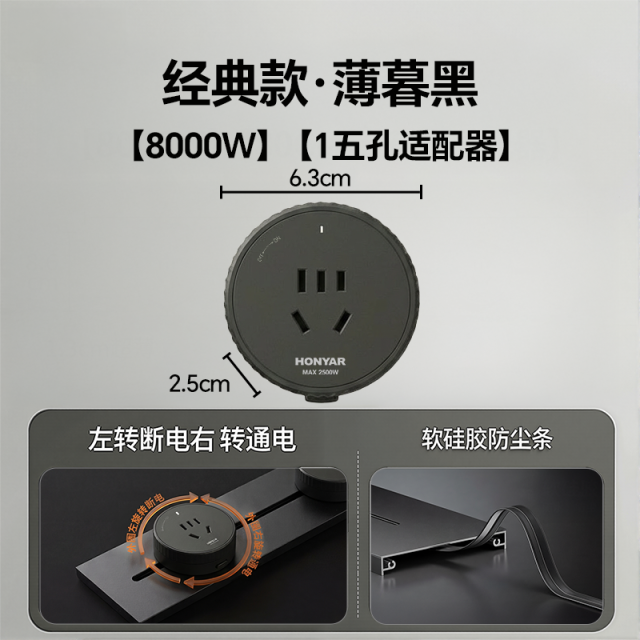 五孔插座适配器(灰色)